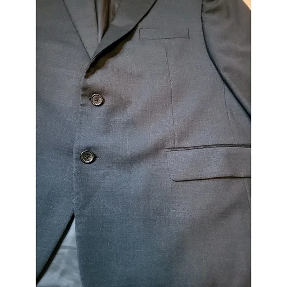 Hickey‎ Freeman Men's Suit Size 46S Black 98% Wool - Picture 2 of 9